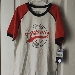 Kids Houston Baseball Red and White Raglan Shirt